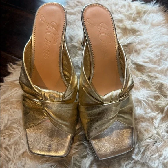 J. Crew Gold and Silver Leather Sandals - Picture 1 of 8